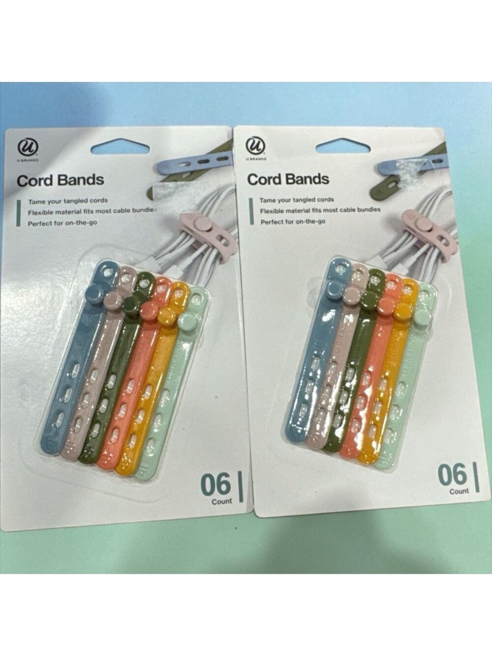 Set of 2 U Brands 6-Count Silicone Cord Bands For Cable Organization Multi-Color